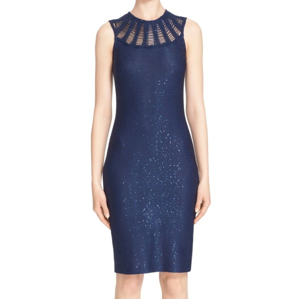 St. John Collection Sequined Yarn Knit Dress
